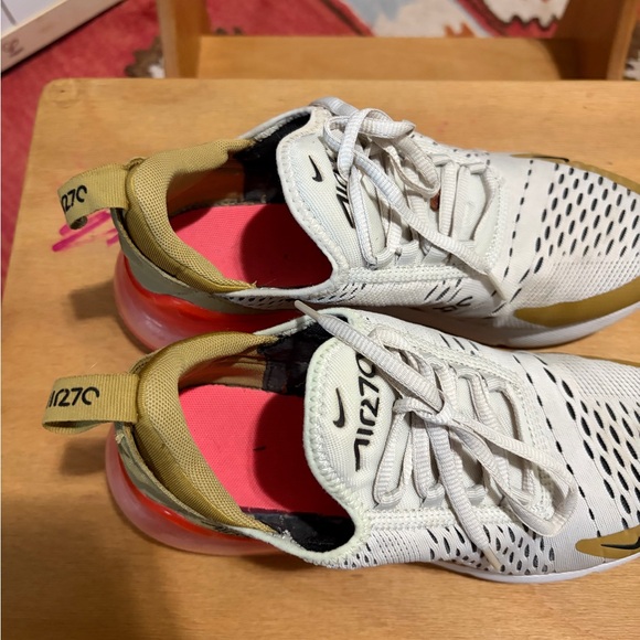Nike Air Max 270 White and Gold Sneakers - Picture 3 of 6